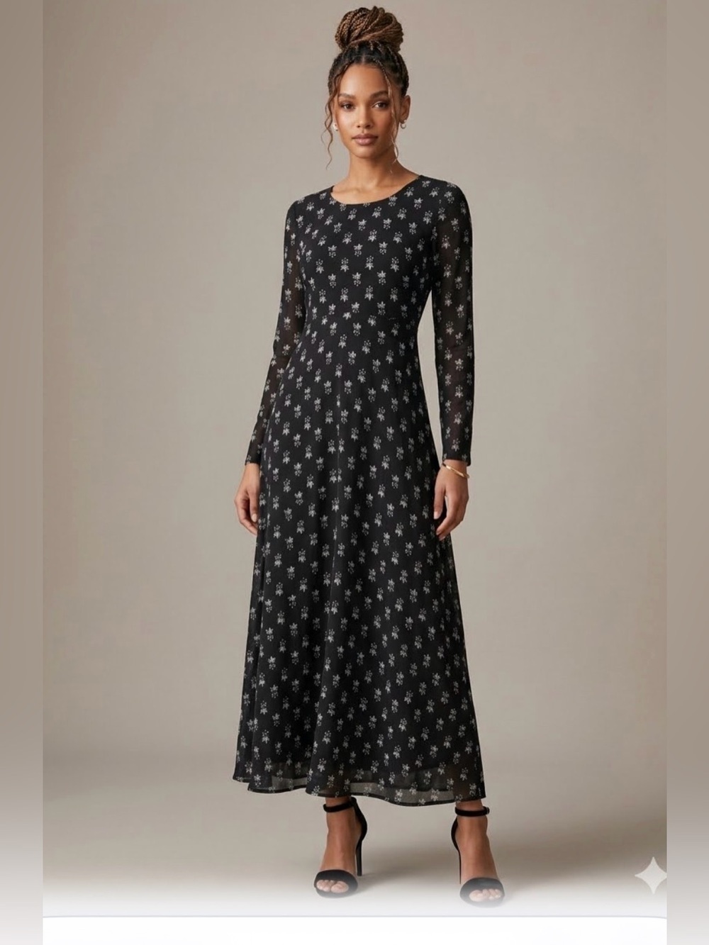 Anthro Dress Size Medium RAGA Maxi Black Long Sleeve Boho NWT Modest